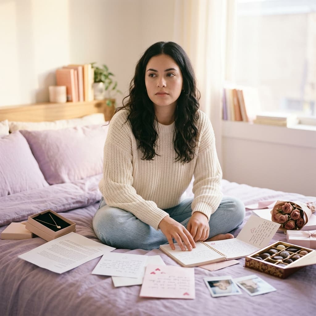Mujer identificando señales de love bombing en su relación