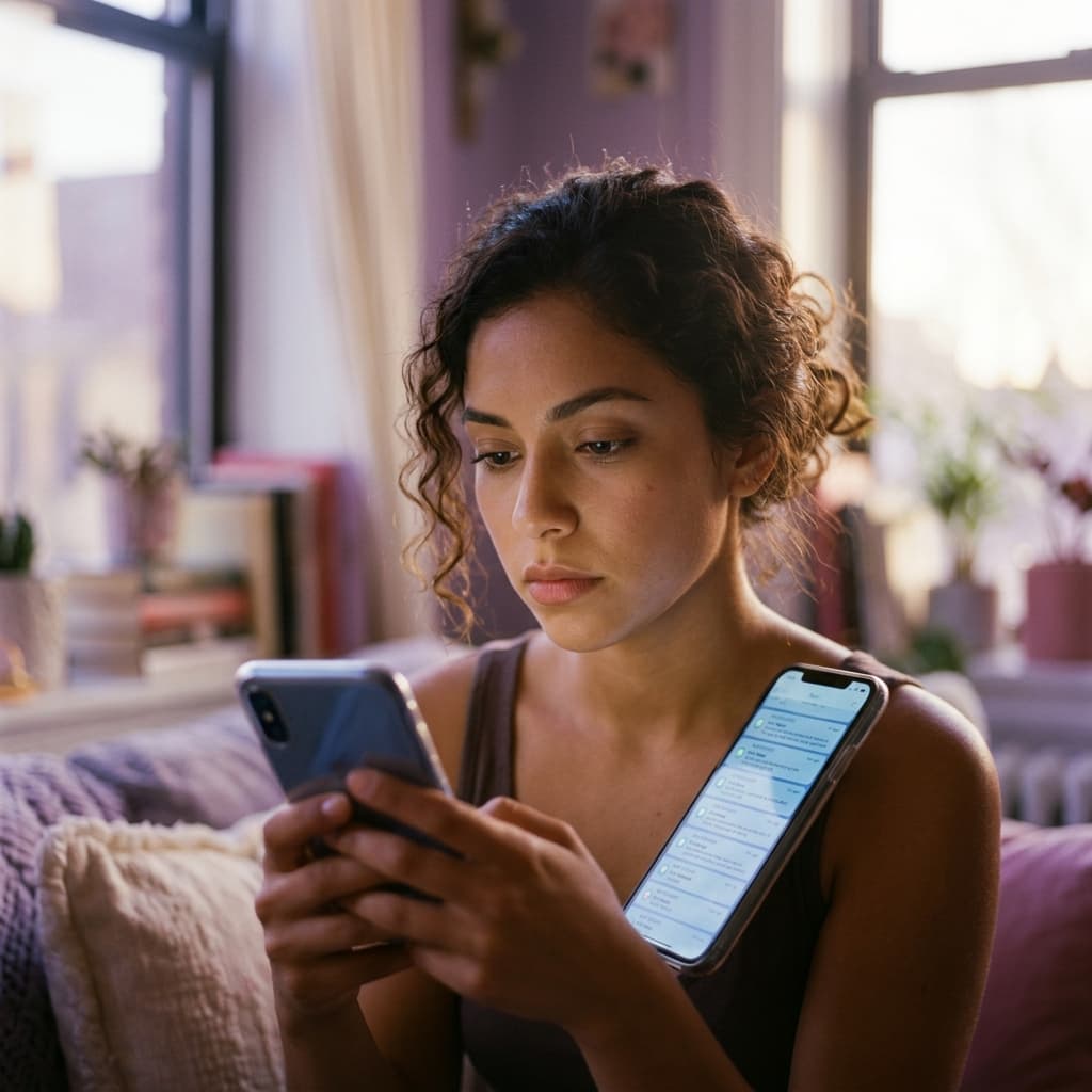Mujer identificando señales de love bombing en su relación